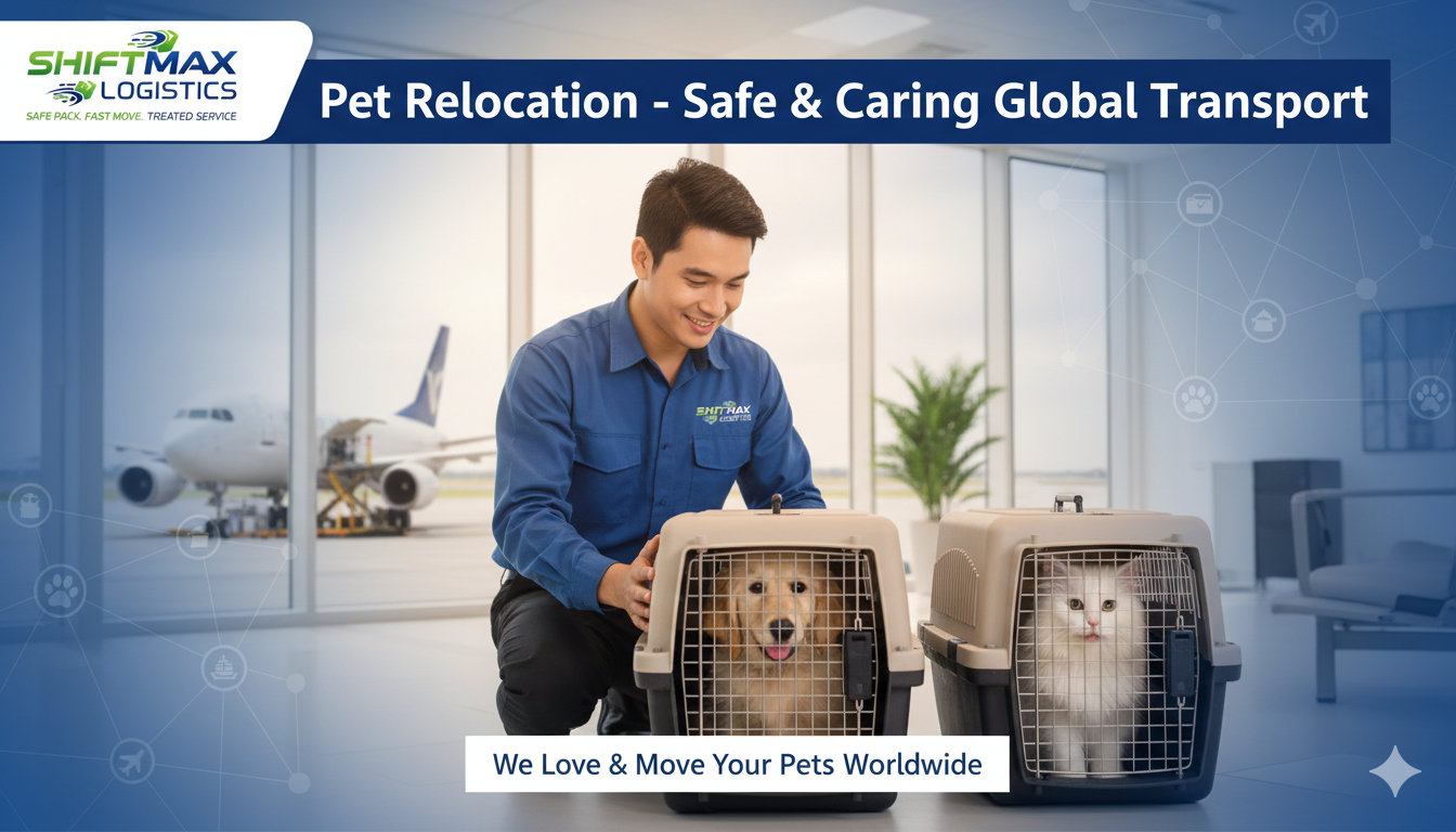 ShiftMax Logistics pet relocation services - safe and stress-free pet transportation with 3000+ pets relocated and IATA certification