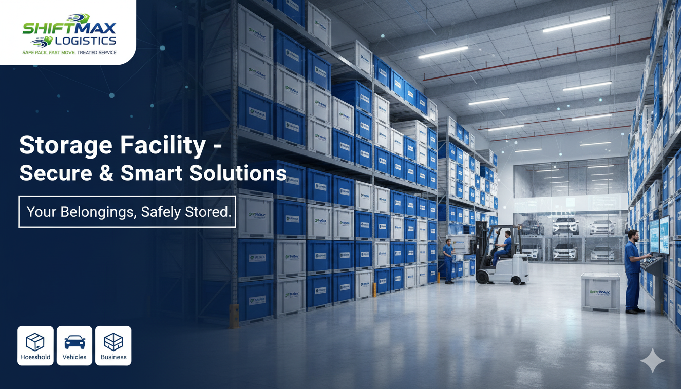 ShiftMax Logistics storage facility services - secure climate-controlled warehousing solutions with 500+ storage units